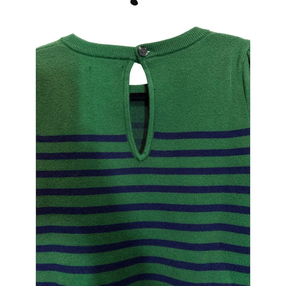 Maeve By Anthropologie Harmon Sweater Tee Green-Blue Stripes Short Sleeve Sz XS - Picture 6 of 10